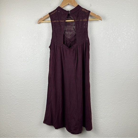 American Eagle Outfitters Maroon Lace Sleeveless Pullover Dress Size X-Small - Picture 7 of 12